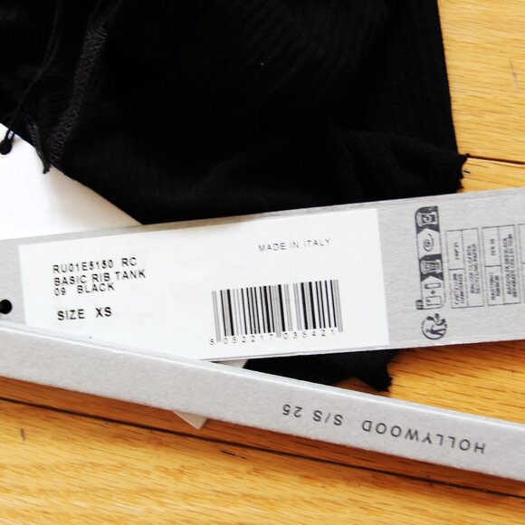 BNWT SS25 RICK OWENS "HOLLYWOOD" BASIC RIB TANK BLK XS & S - Picture 8 of 14